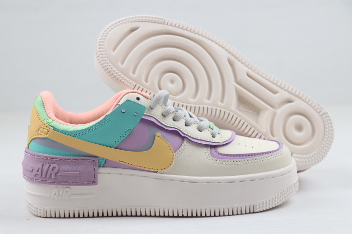 Women Nike Air Force 1 Low Shadow White Purple Blue Yellow Shoes